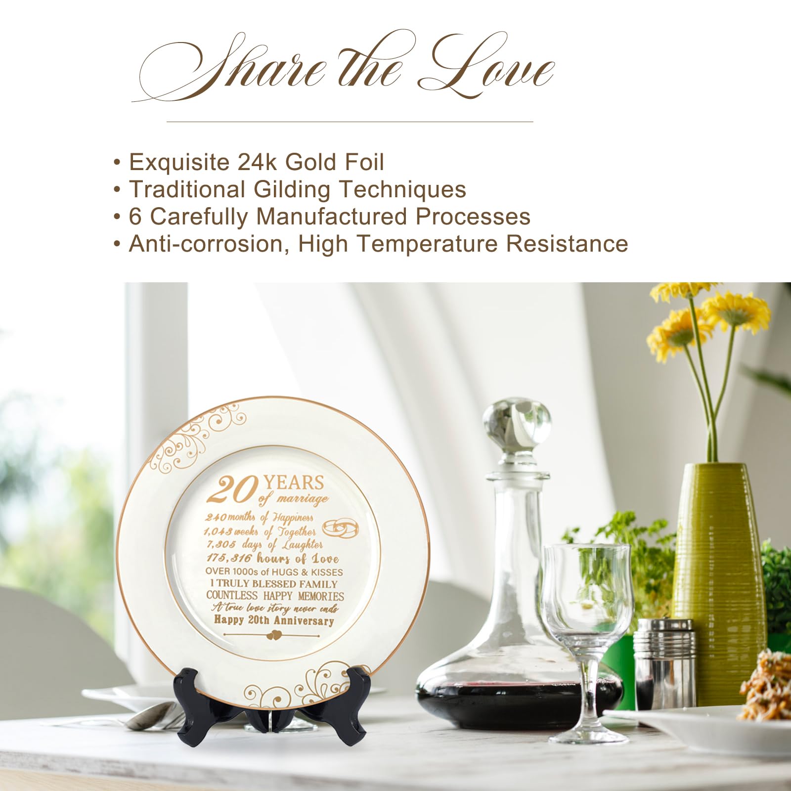 Urllinz 20th Anniversaty Plate with 24k Gold Foil-20th Anniversary